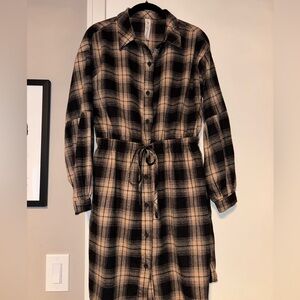 Plaid Flannel Button-Up Dress